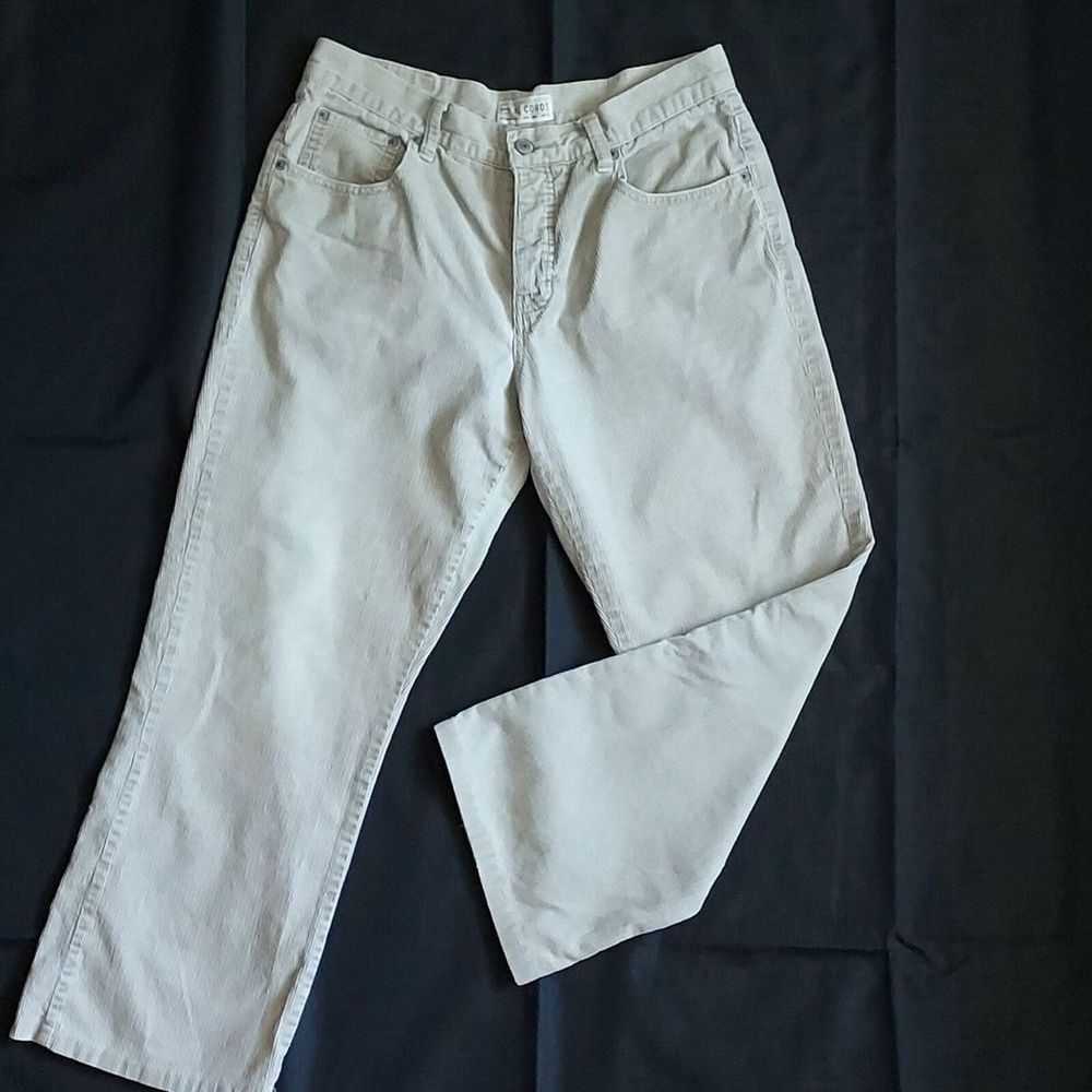 American Eagle Cords Women's Corduroy Pants Straight Leg Button Fly‎ Beige Tan 8 - Picture 2 of 11